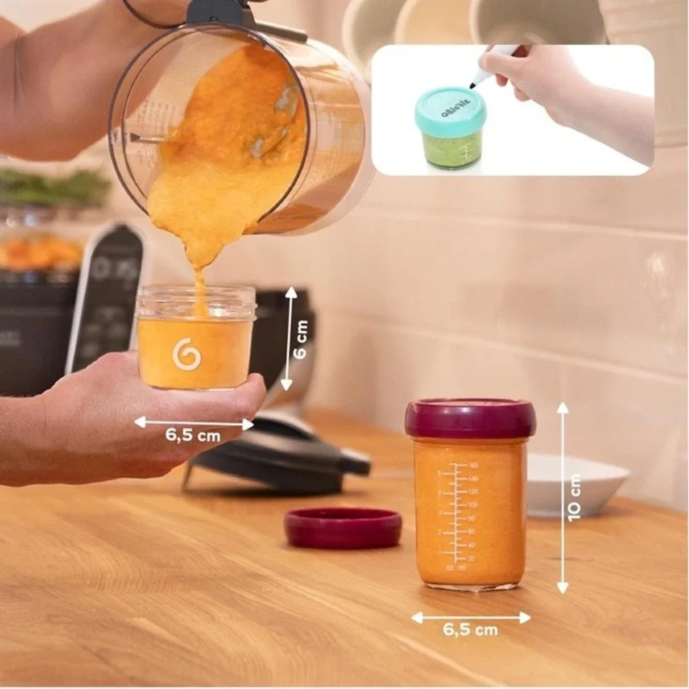Glass Baby Food Storage Jars -‎ 8 Packs, Freezer & Dishwasher Safe
